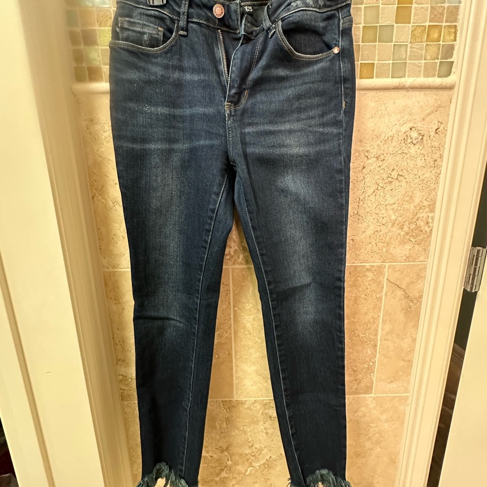 Judy Blue Skinny Blue Jeans with Distressed Hem (shark bite)